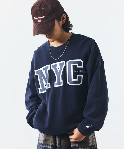 NAUTICA / 寬鬆學院LOGO 圓領衫