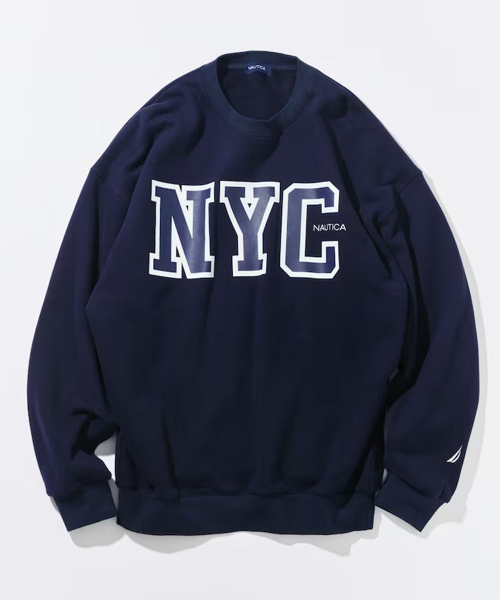 NAUTICA / 寬鬆學院LOGO 圓領衫