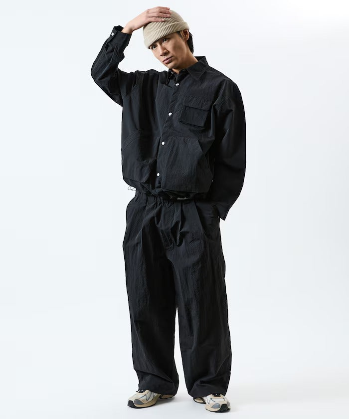 FREAK'S STORE / 2WAY打褶寬版尼龍機能褲