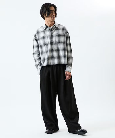 FREAK'S STORE / 2WAY打褶寬版TR彈力鬆緊褲