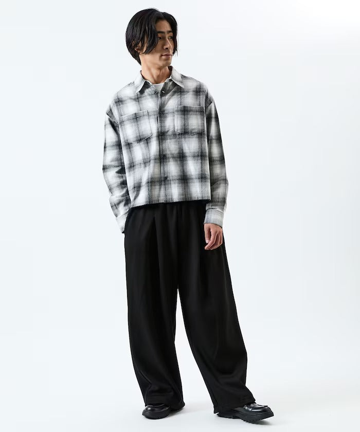 FREAK'S STORE / 2WAY打褶寬版TR彈力鬆緊褲
